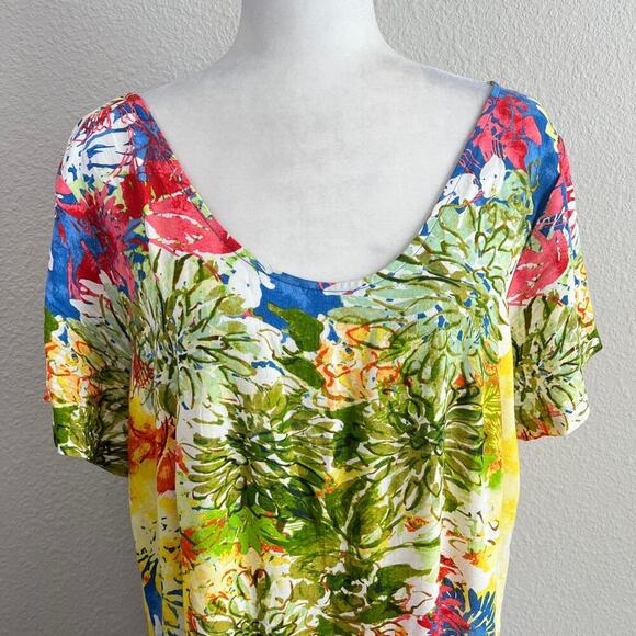 Jams World Hattie Santini Floral Mini Dress Women's XL Ruffle Hawaiian Tropical - Picture 2 of 8